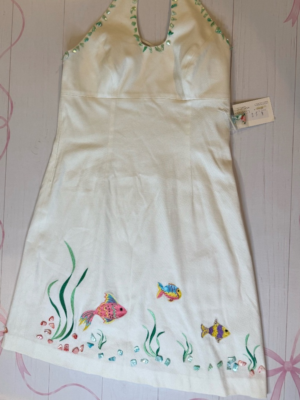 NWT Jade by Melody Tam under the sea white halter neck sundress